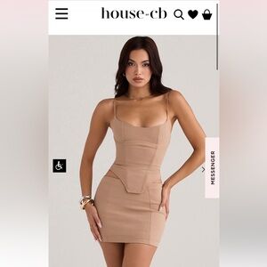 House of CB NISHA BEIGE SCULPTING MINI SKIRT